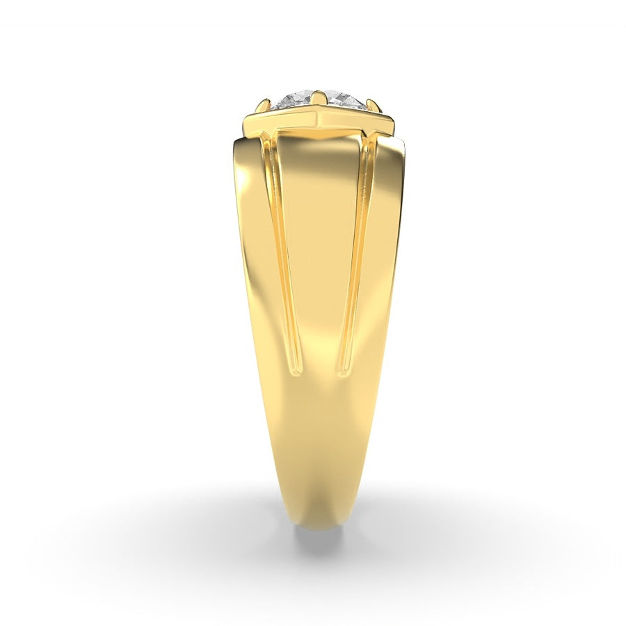 2CTW Round Shaped Lab Grown Diamond (F/VS) Mens Ring in 14K White Gold