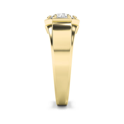 2CTW Round Shaped Lab Grown Diamond (F/VS) Mens Ring in 14K Yellow Gold