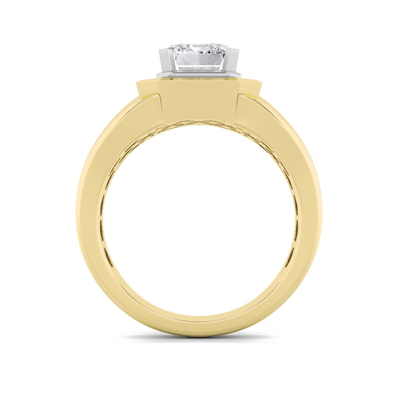 3CTW Emerald Shaped Lab Grown Diamond (F/VS) Mens Ring in 14K Gold