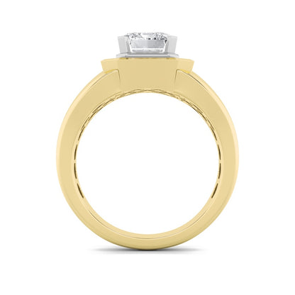 3CTW Emerald Shaped Lab Grown Diamond (F/VS) Mens Ring in 14K Gold