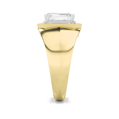 3CTW Emerald Shaped Lab Grown Diamond (F/VS) Mens Ring in 14K Gold