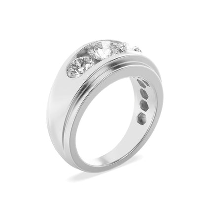 3CTW Round Shaped Lab Grown Diamond (G/VS) Mens Ring in 14K Gold