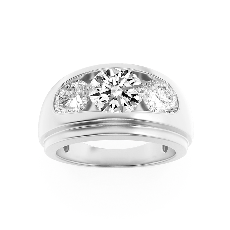 3CTW Round Shaped Lab Grown Diamond (G/VS) Mens Ring in 14K Gold