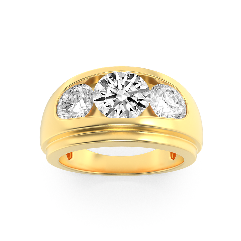 3CTW Round Shaped Lab Grown Diamond (G/VS) Mens Ring in 14K Gold