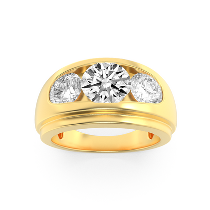 3CTW Round Shaped Lab Grown Diamond (G/VS) Mens Ring in 14K Gold