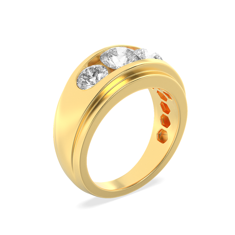 3CTW Round Shaped Lab Grown Diamond (G/VS) Mens Ring in 14K Gold
