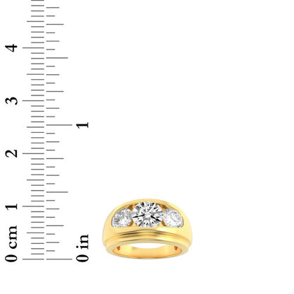 3CTW Round Shaped Lab Grown Diamond (G/VS) Mens Ring in 14K Gold