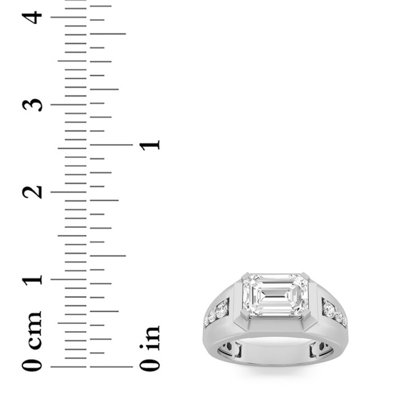 2.5CTW Emerald Shaped Lab Grown Diamond (F/VS) Mens Ring in 14K Gold