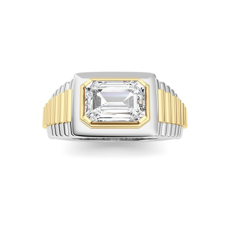 2.5CTW Emerald Shaped Lab Grown Diamond (F/VS) Mens Ring in 14K Gold