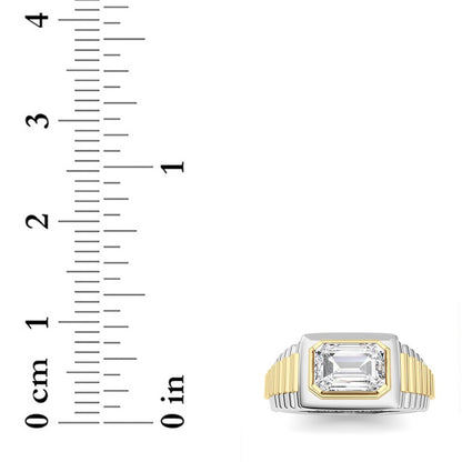 2.5CTW Emerald Shaped Lab Grown Diamond (F/VS) Mens Ring in 14K Gold