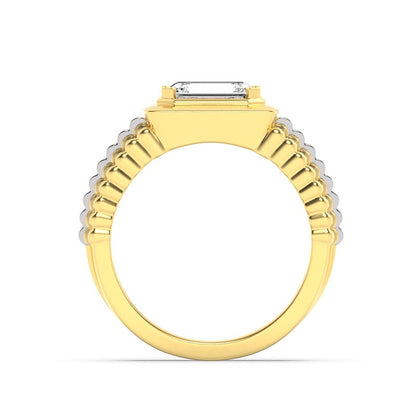 2.5CTW Emerald Shaped Lab Grown Diamond (F/VS) Mens Ring in 14K Gold