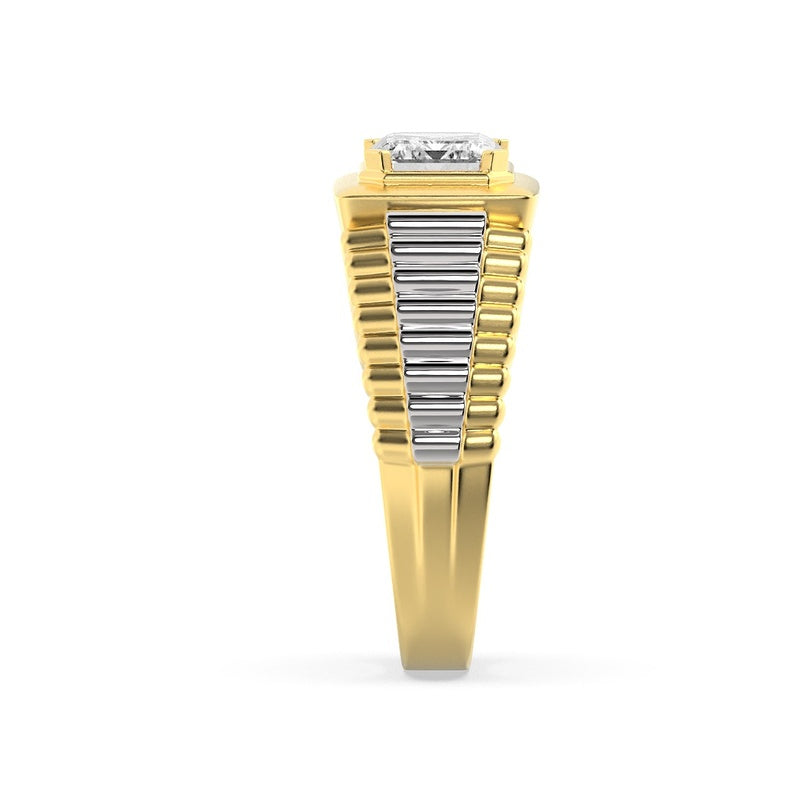 2.5CTW Emerald Shaped Lab Grown Diamond (F/VS) Mens Ring in 14K Gold