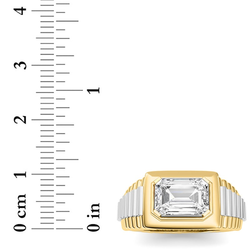 2.5CTW Emerald Shaped Lab Grown Diamond (F/VS) Mens Ring in 14K Gold