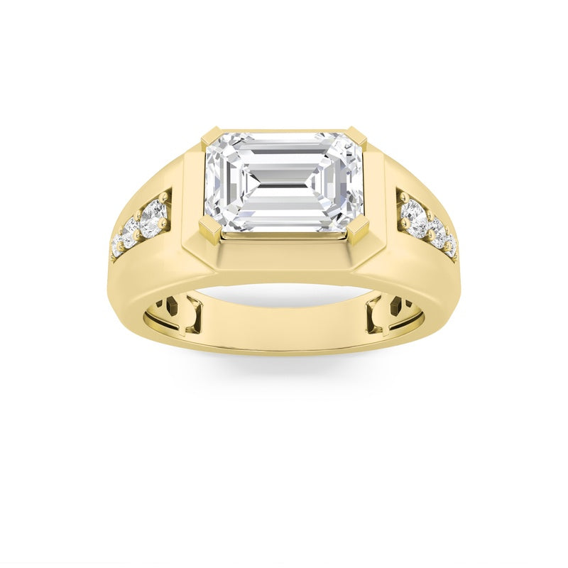 3.25CTW Emerald Shaped Lab Grown Diamond (F/VS) Ring in 14K Gold