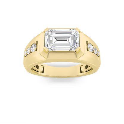 3.25CTW Emerald Shaped Lab Grown Diamond (F/VS) Ring in 14K Gold