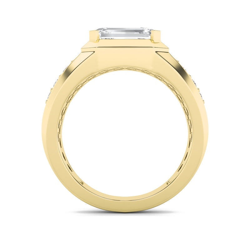 3.25CTW Emerald Shaped Lab Grown Diamond (F/VS) Ring in 14K Gold