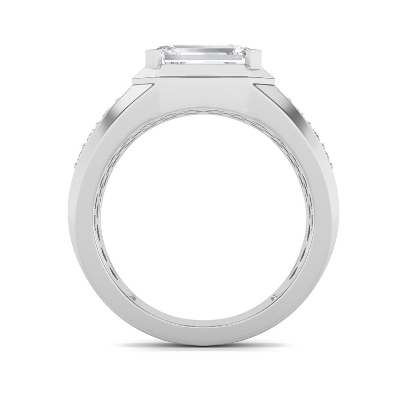 3.5CTW Emerald Shaped Lab Grown Diamond (F/VS) Mens Ring in 14K Gold