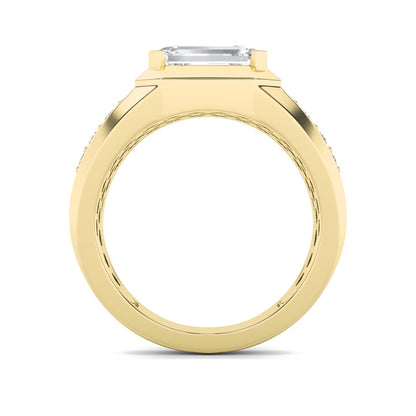 3.5CTW Emerald Shaped Lab Grown Diamond (F/VS) Mens Ring in 14K Gold