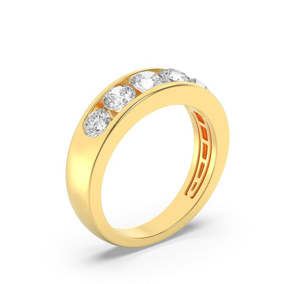 2CTW Round Shaped Lab Grown Diamond (F/VS) Mens Ring in 14K Gold