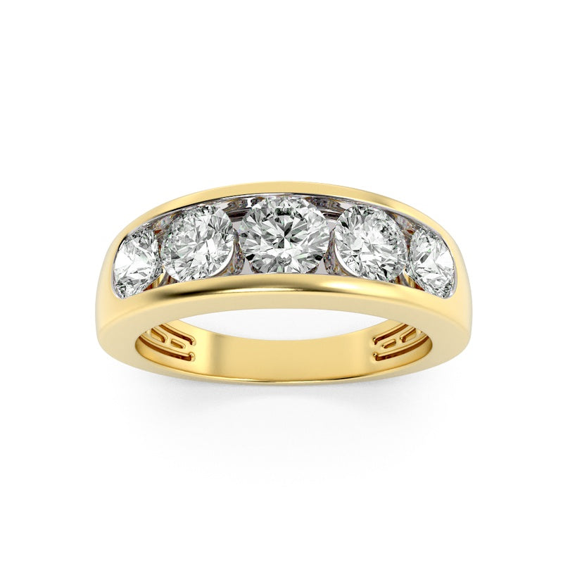 2CTW Round Shaped Lab Grown Diamond (F/VS) Mens Ring in 14K Gold