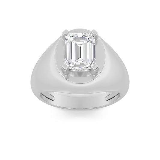 3CTW Emerald Shaped Lab Grown Diamond (F/VS) Men's Ring in 14K Gold