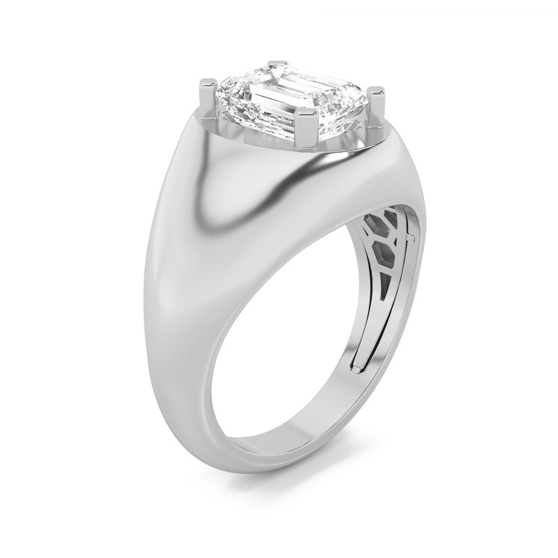 3CTW Emerald Shaped Lab Grown Diamond (F/VS) Men's Ring in 14K Gold