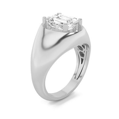 3CTW Emerald Shaped Lab Grown Diamond (F/VS) Men's Ring in 14K Gold