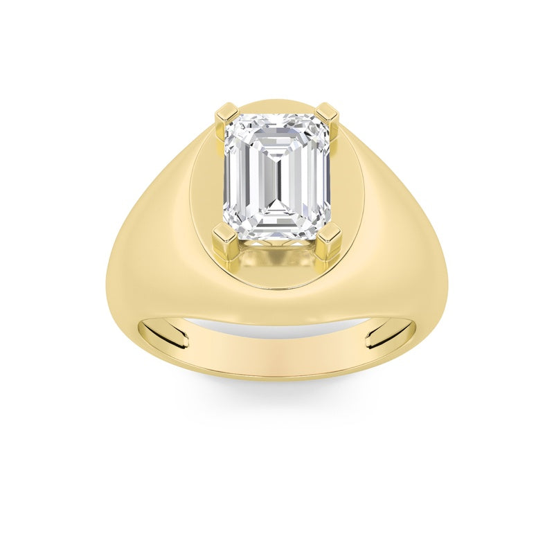 3CTW Emerald Shaped Lab Grown Diamond (F/VS) Men's Ring in 14K Gold