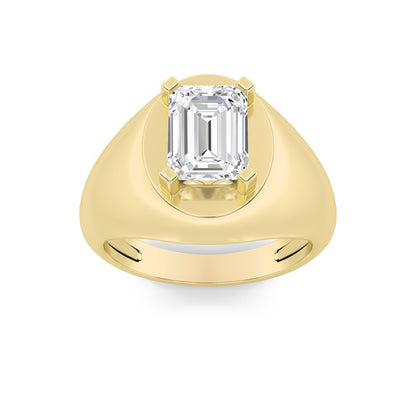 3CTW Emerald Shaped Lab Grown Diamond (F/VS) Men's Ring in 14K Gold