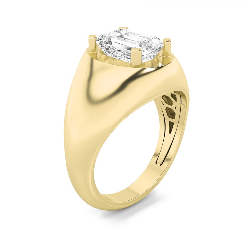 3CTW Emerald Shaped Lab Grown Diamond (F/VS) Men's Ring in 14K Gold