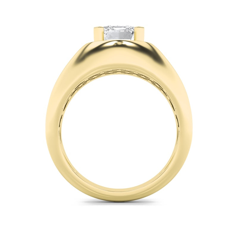 3CTW Emerald Shaped Lab Grown Diamond (F/VS) Men's Ring in 14K Gold