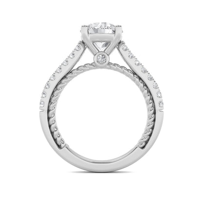 2CTW Round Shaped Lab Grown Diamond (F/VS) Two Tone Accented Rope Design Engagement Ring in 14K Gold