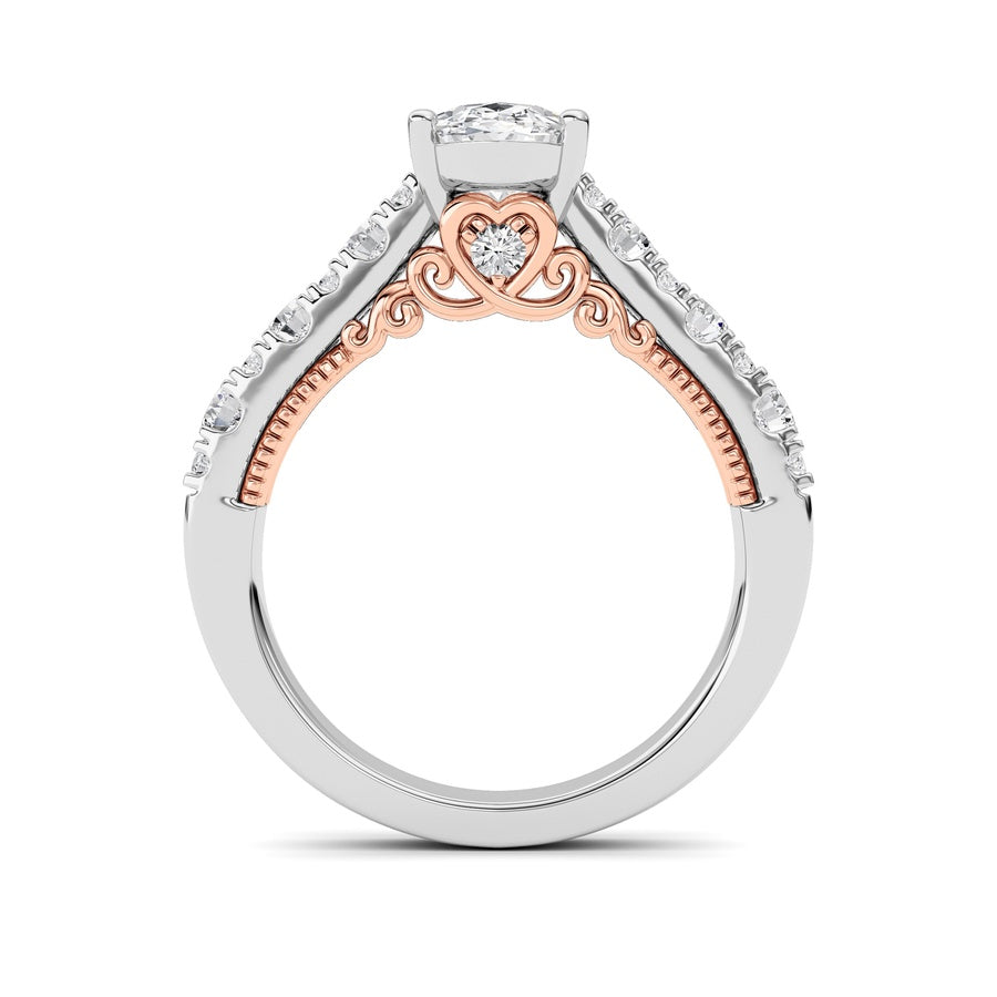 2CTW Oval Shaped Lab Grown Diamond (F/VS) Accented Milgrain Engagement Ring in 14K Gold