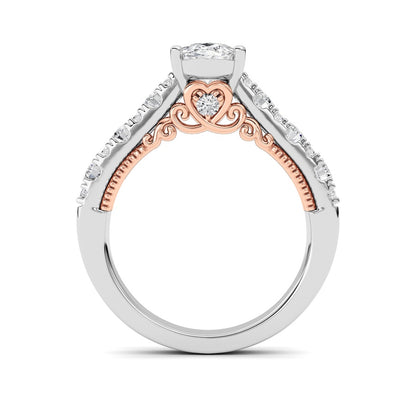 2CTW Oval Shaped Lab Grown Diamond (F/VS) Accented Milgrain Engagement Ring in 14K Gold