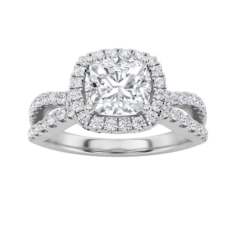 2CTW Elongated Cushion Shaped Lab Grown Diamond (F/VS) Ring in 14K Gold