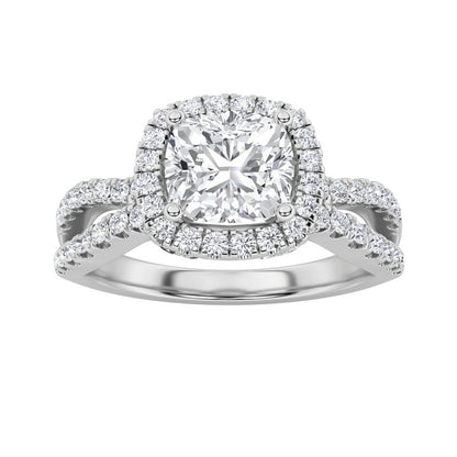 2CTW Elongated Cushion Shaped Lab Grown Diamond (F/VS) Ring in 14K Gold