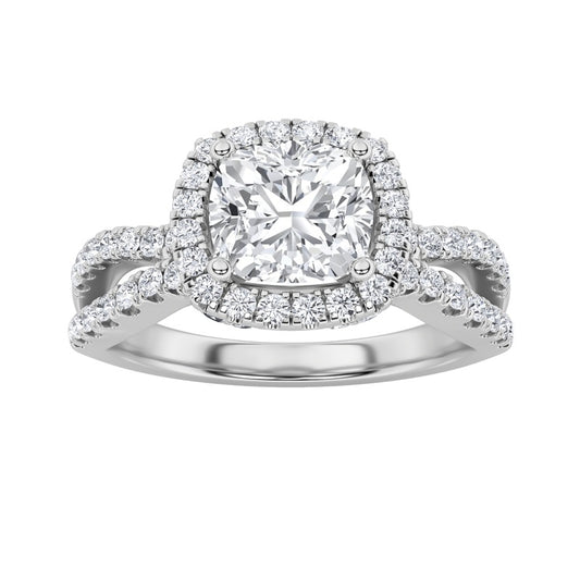 2CTW Elongated Cushion Shaped Lab Grown Diamond (F/VS) Ring in 14K Gold