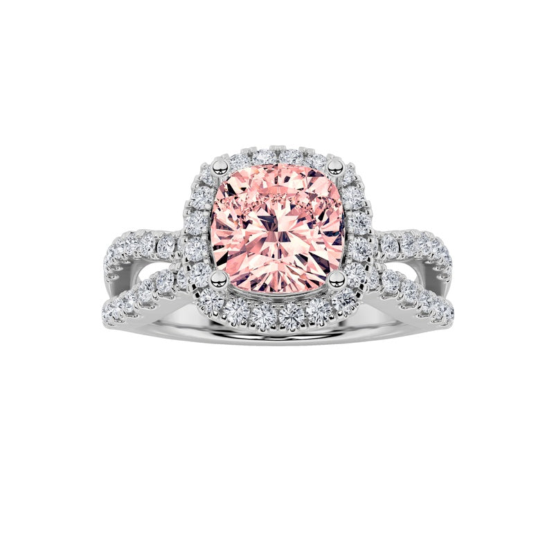 2CTW Elongated Cushion Shaped Lab Grown Diamond (F/VS) Ring in 14K Gold