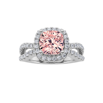 2CTW Elongated Cushion Shaped Lab Grown Diamond (F/VS) Ring in 14K Gold