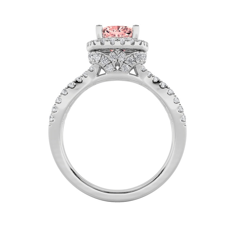 2CTW Elongated Cushion Shaped Lab Grown Diamond (F/VS) Ring in 14K Gold