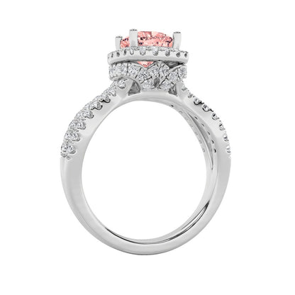 2CTW Elongated Cushion Shaped Lab Grown Diamond (F/VS) Ring in 14K Gold