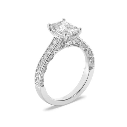 2.5CTW Elongated Cushion Shaped Lab Grown Diamond (G/VS) Accented Engagement Ring in 14K Gold