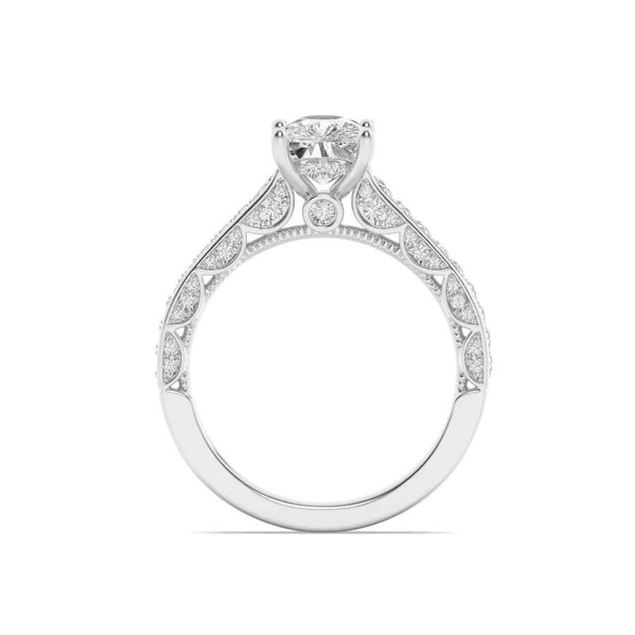 2.5CTW Elongated Cushion Shaped Lab Grown Diamond (G/VS) Accented Engagement Ring in 14K Gold