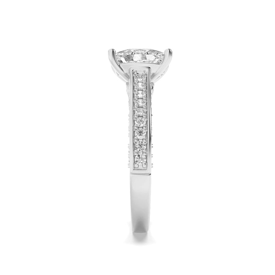 2.5CTW Elongated Cushion Shaped Lab Grown Diamond (G/VS) Accented Engagement Ring in 14K Gold