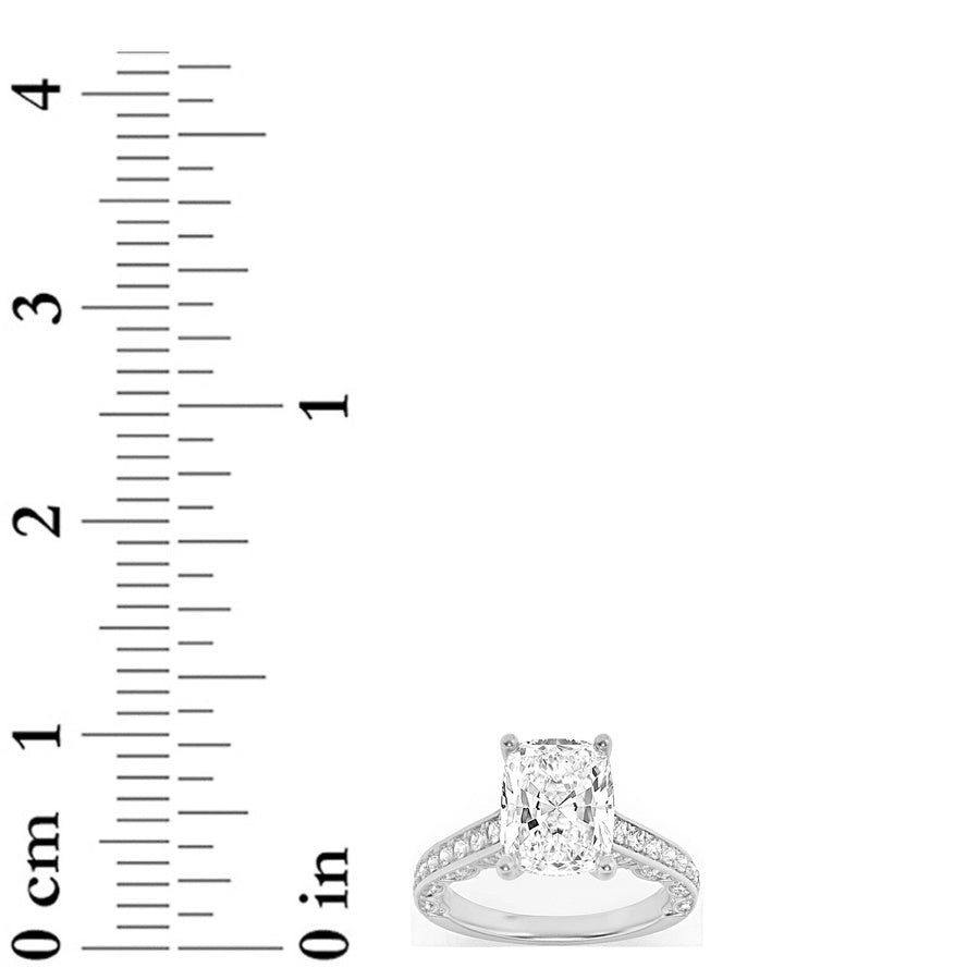 2.5CTW Elongated Cushion Shaped Lab Grown Diamond (G/VS) Accented Engagement Ring in 14K Gold