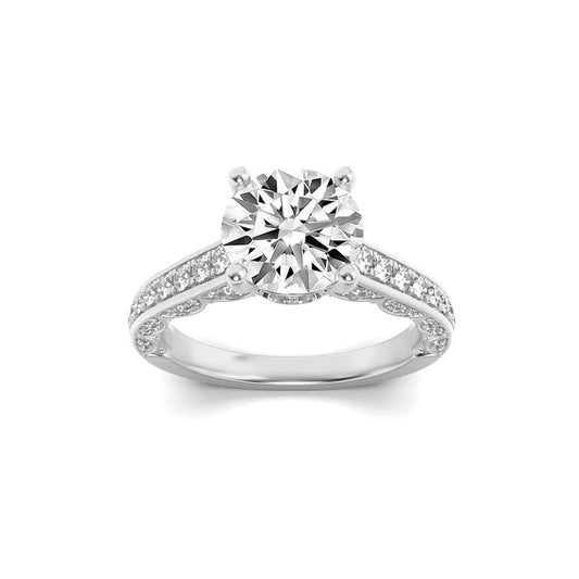 2CTW Round Shaped Lab Grown Diamond (F/VS) Accented Engagement Ring in 14K Gold