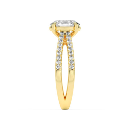 2CTW Oval Shaped Lab Grown Diamond (F/VS) Cross Shank Accented Engagement Ring in 14K Gold
