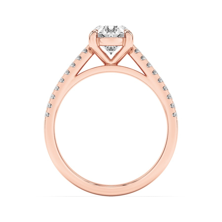 2CTW Oval Shaped Lab Grown Diamond (F/VS) Cross Shank Accented Engagement Ring in 14K Gold