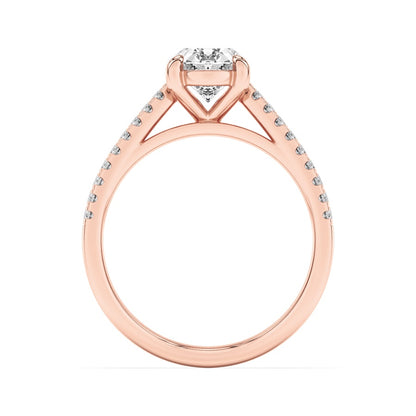 2CTW Oval Shaped Lab Grown Diamond (F/VS) Cross Shank Accented Engagement Ring in 14K Gold