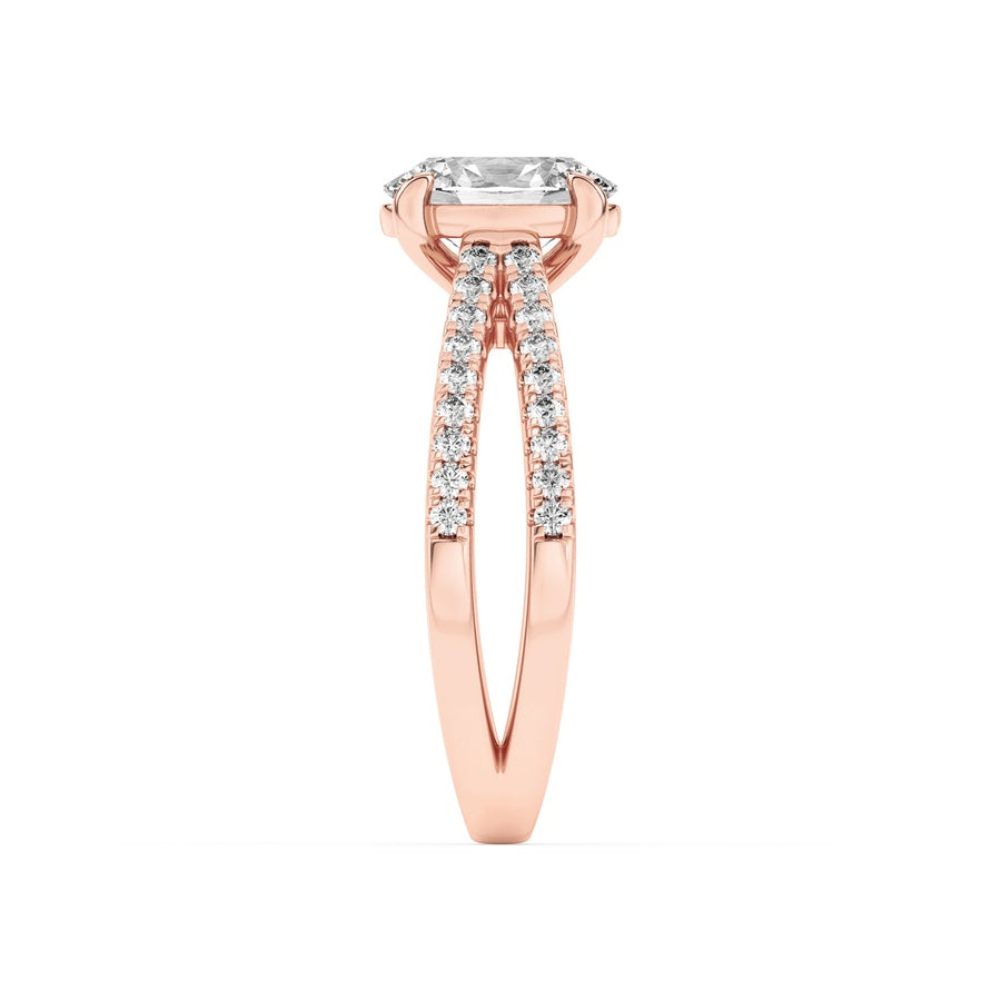 2CTW Oval Shaped Lab Grown Diamond (F/VS) Cross Shank Accented Engagement Ring in 14K Gold